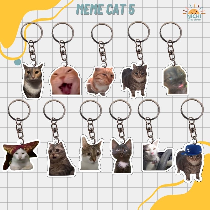 [MEME CAT VER. 5] KEYCHAIN AKRILIK/GANTUNGAN KUNCI AKRILIK/GANTUNGAN KUNCI MEME CAT VERSI 5