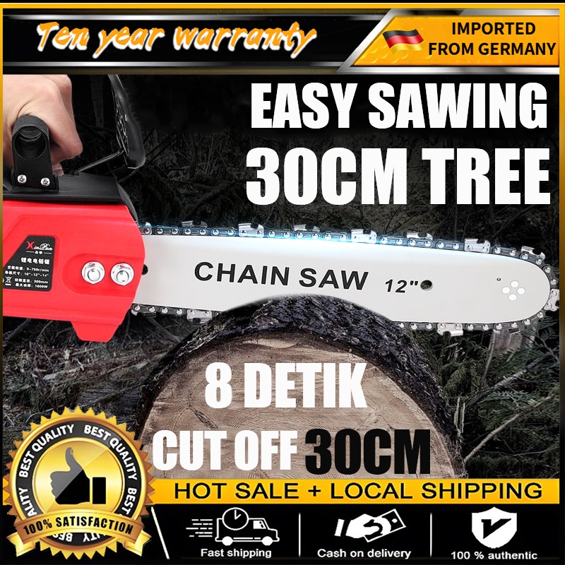 Diskoom Gergaji Listrik Chainsaw 12 Inch Gergaji Kayu Super Tajam Gergaji Mesin Potong Kayu