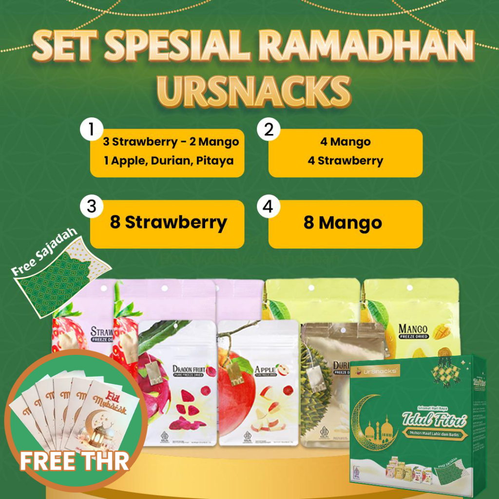 

[EXTRA THR & FREE SAJADAH TRAVEL] URSNACKS SPECIAL HAMPERS RAMADHAN GIFT SET - FREEZE DRIED FRUIT Keripik Buah Snack Cemilan Low Sugar Low Fat