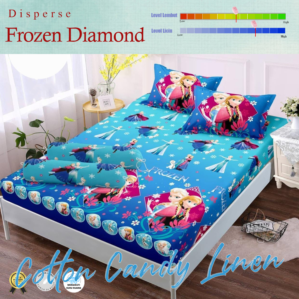 READY STOCK Sprei Set Motif Frozen Katun Disperse / Bedcover Motif Karakter / Sprei Kartun / Sprei A