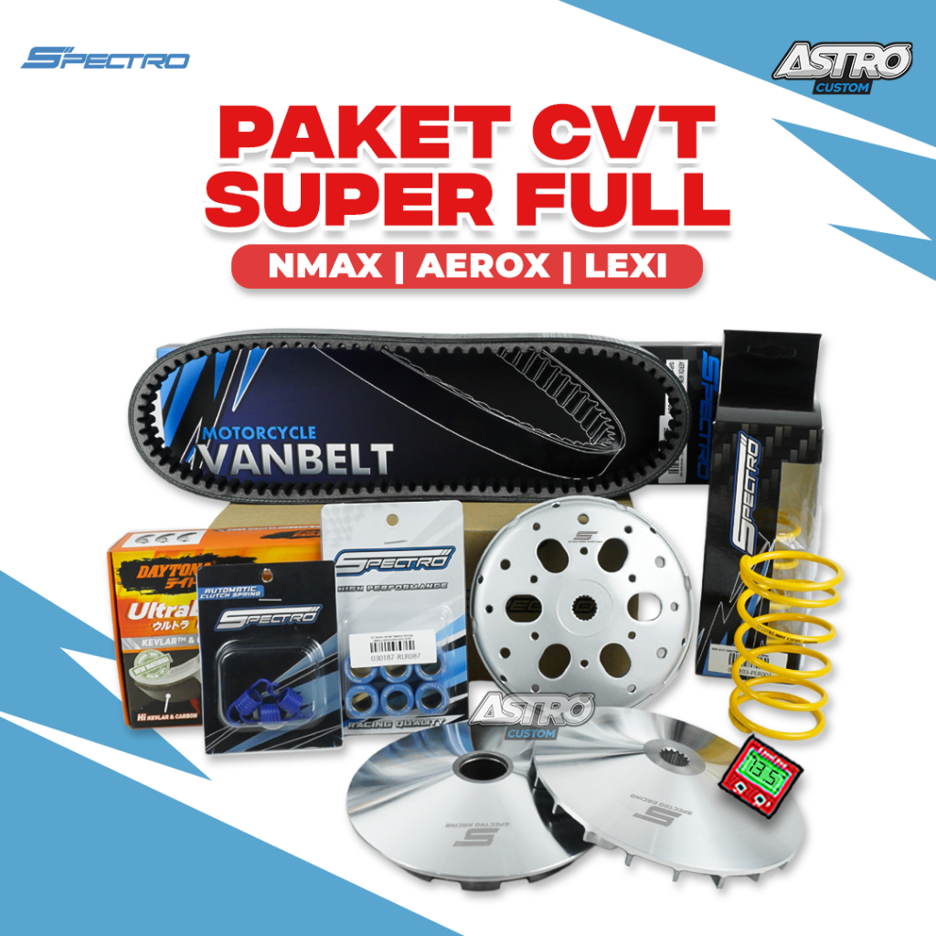 Super Full Upgrade CVT NMAX 155 AEROX 155 LEXI 125 Mangkok Ganda Spectro Per CVT Roller Roler Racing
