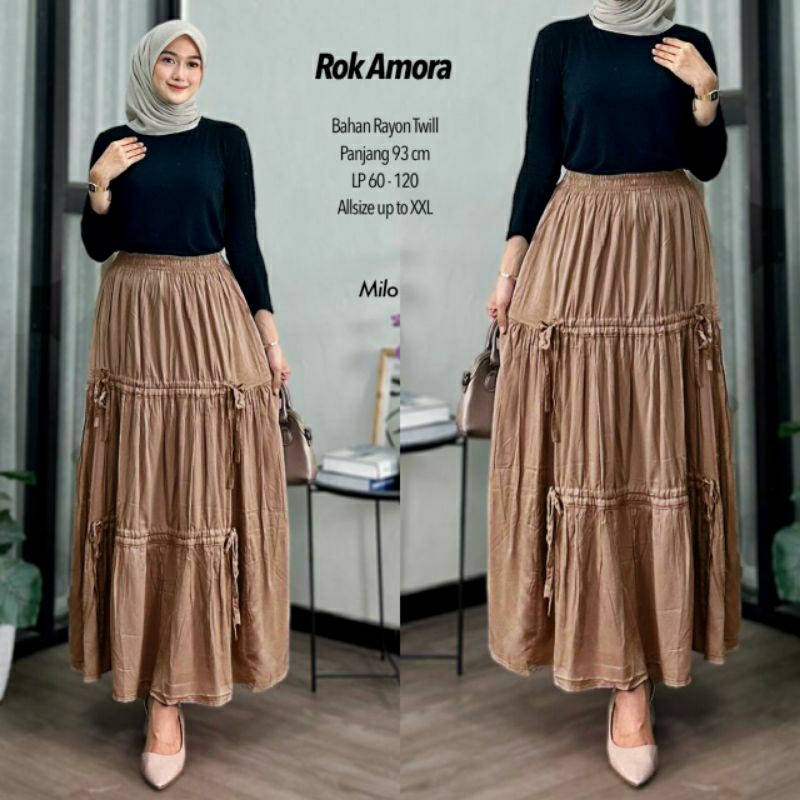 AMORA SKIRT / ROK RAYON TWILL ADEM NYAMAN / ROK CANTIK KEKINIAN/ ROK JUMBO RAYON ADEM