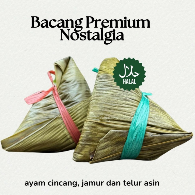 

Bacang Premium Nostalgia - HALAL (Daging Ayam Cincang, Jamur dan Telur Asin)