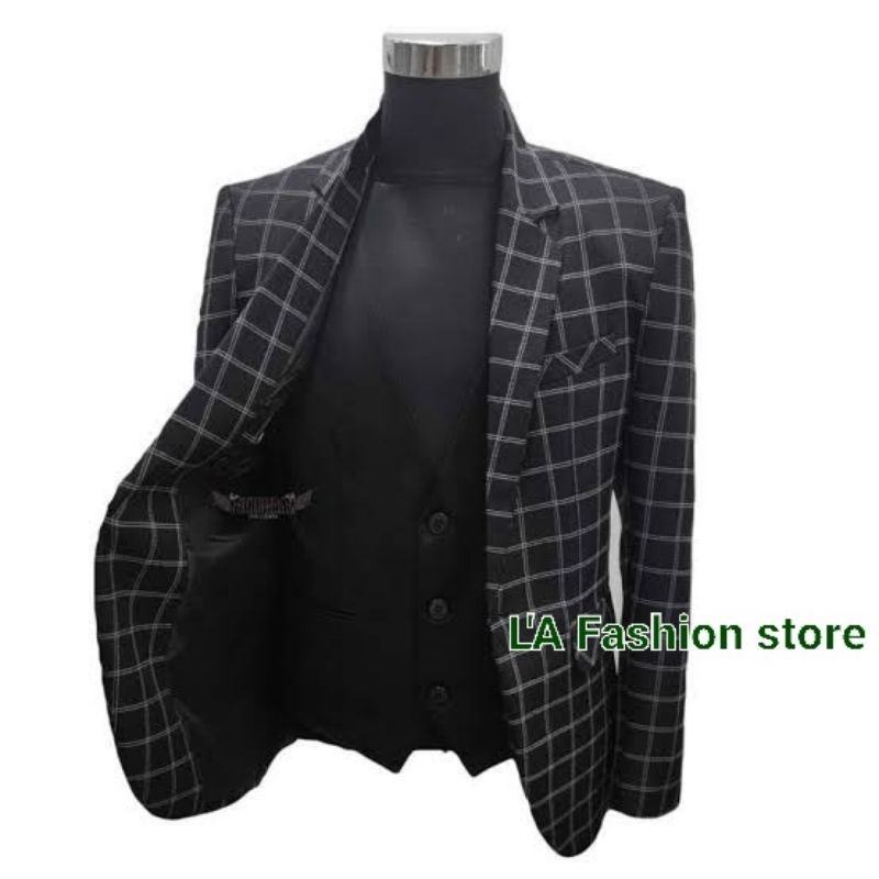 Jas Pria Tartan / Daleman Furing / Jas Polos / Korean Style / Blazer Formal polos/ Non Formal Kotak 
