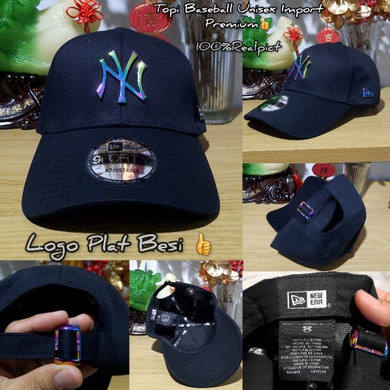Topi Baseball NY MLB Classic FullBlack Logo Plat Besi Rainbow Limited Edition