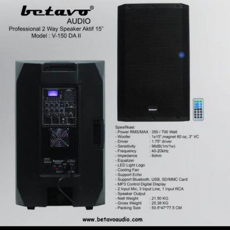 SPEAKER ACTIVE BETAVO V150 DA II SPEAKER  AKTIF BETAVO 15 INCH V 150 DA II