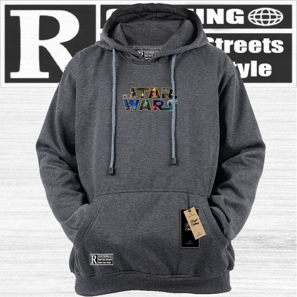 Hoodie Pria Tebal Sablon STAR WARS Original Warna Abu Abu Sweater Hoodie Premium Distro Bahan Katun 