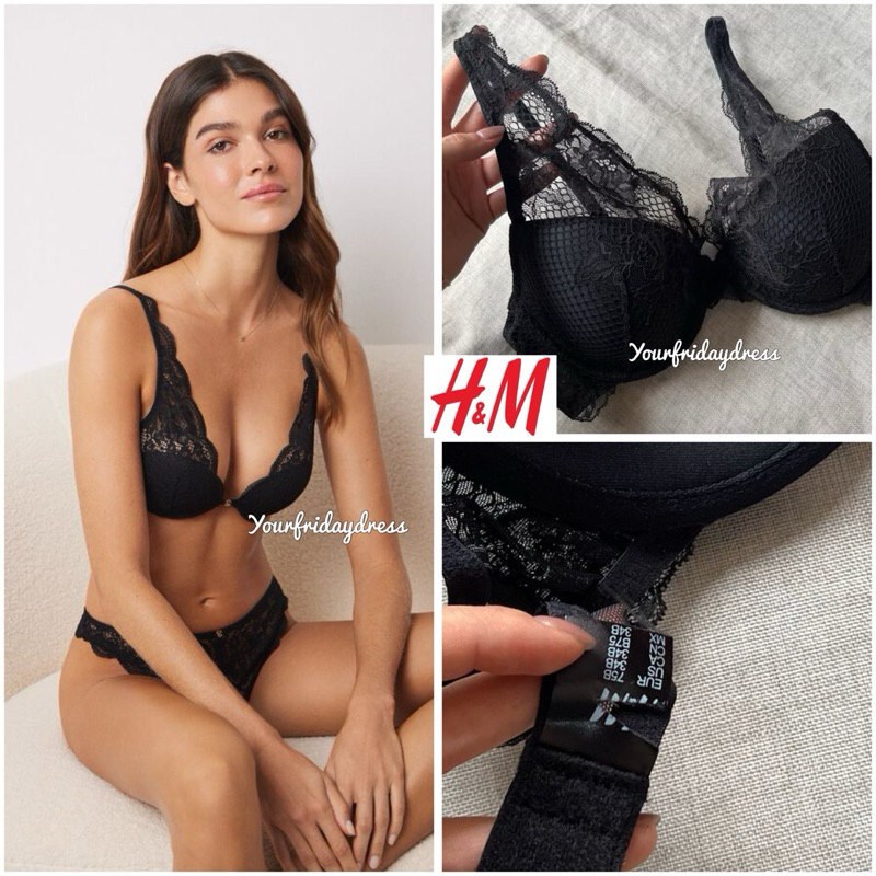 DAHALIA Lace Plunge Bra from HM (Sweden Brand) Be Real Smooth wired bra beha renda dengan kawat busa