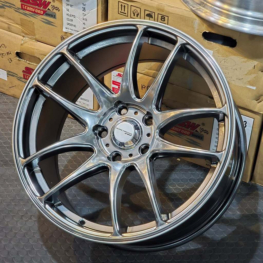 Velg Work Kiwami Ring 18 Lebar 8,5 ET 35 PCD 5x114 Warna Hyper Silver | Velg Mobil Ring 18 | Velg Mo