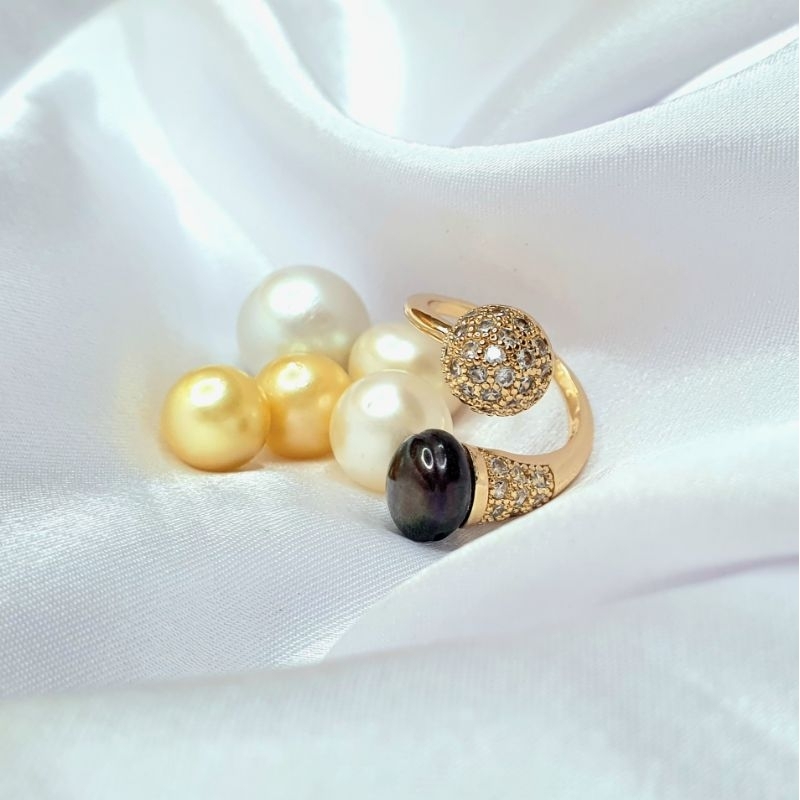 cincin mutiara asli lombok model bola