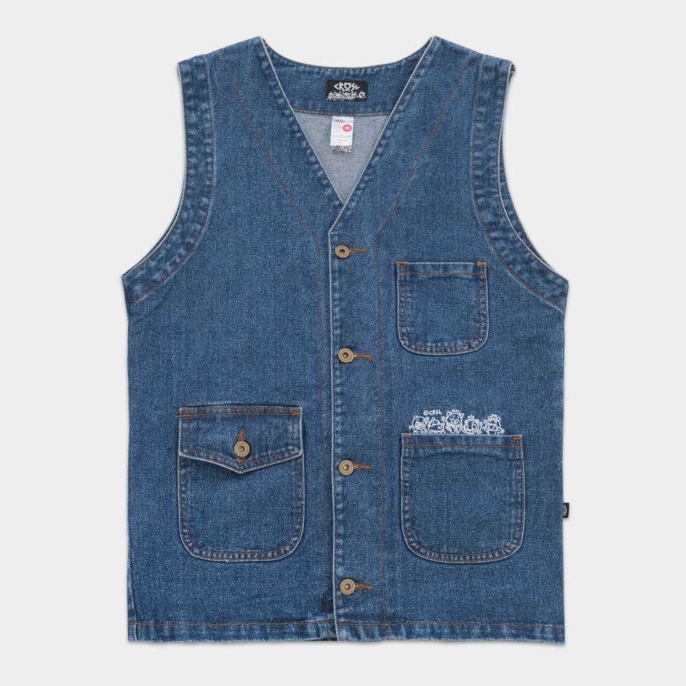 KODE N46K CRSL Vest Copper Denim  Denim Collection  Vest Denim  Rompi Denim  Rompi Motor Jeans Pria 