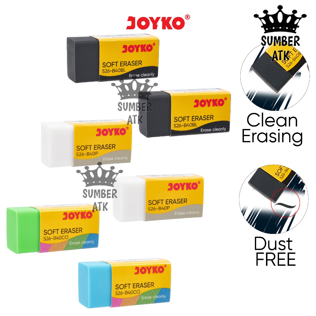 

Eraser / Penghapus Joyko 526-B40BL 526-B40P 526-B40CO Black White Color