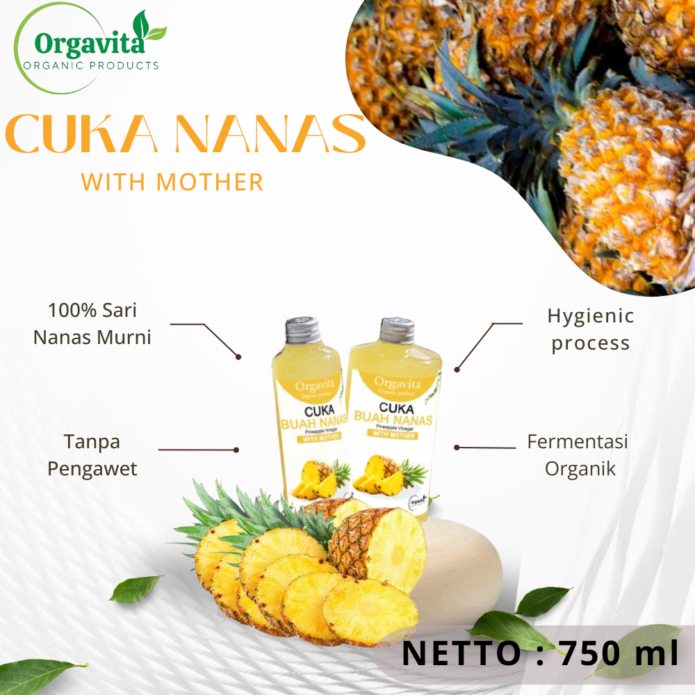 

ORGAVITA Cuka Nanas With Mother Organik 750ml - Apple Cider Vinegar Asli