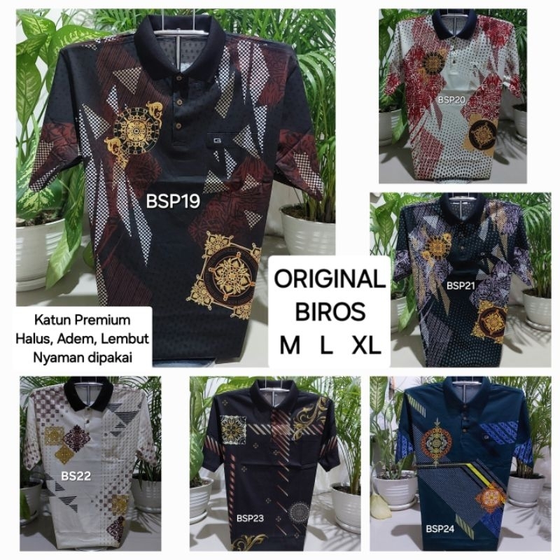 Kaos merk Biros kerah dewasa size M L XL katun halus