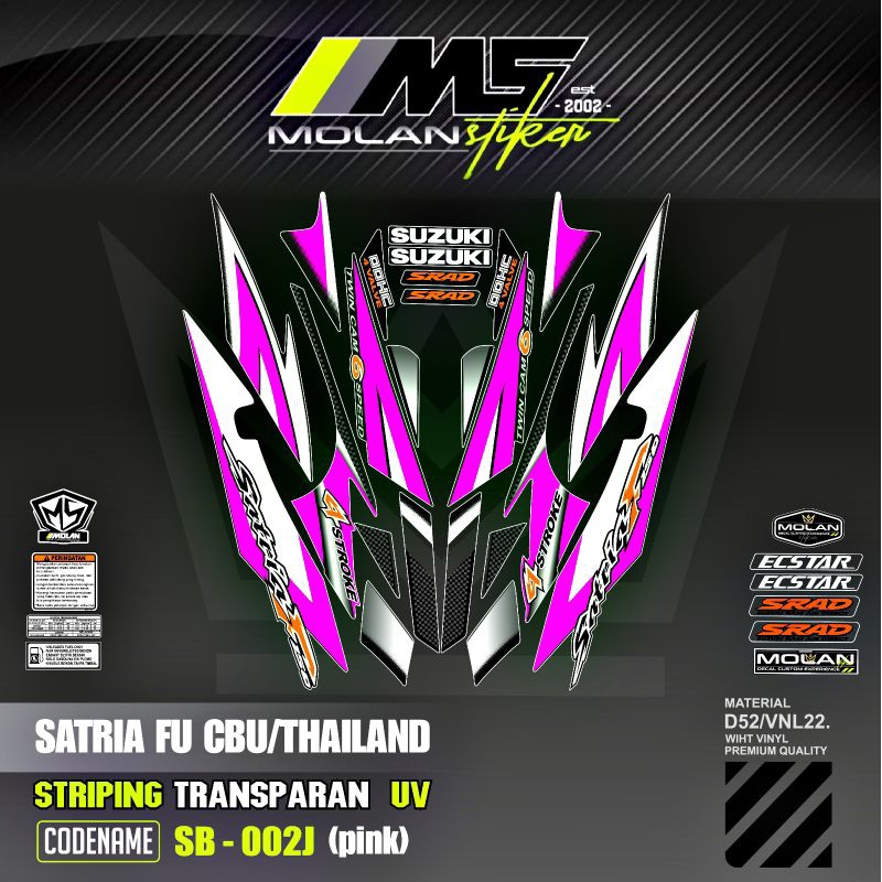 Decal Sticker Striping Variasi Transparan Uv Satria Fu Cbu Thailand 2005/2006 Suzuki Satria Fu 150 T