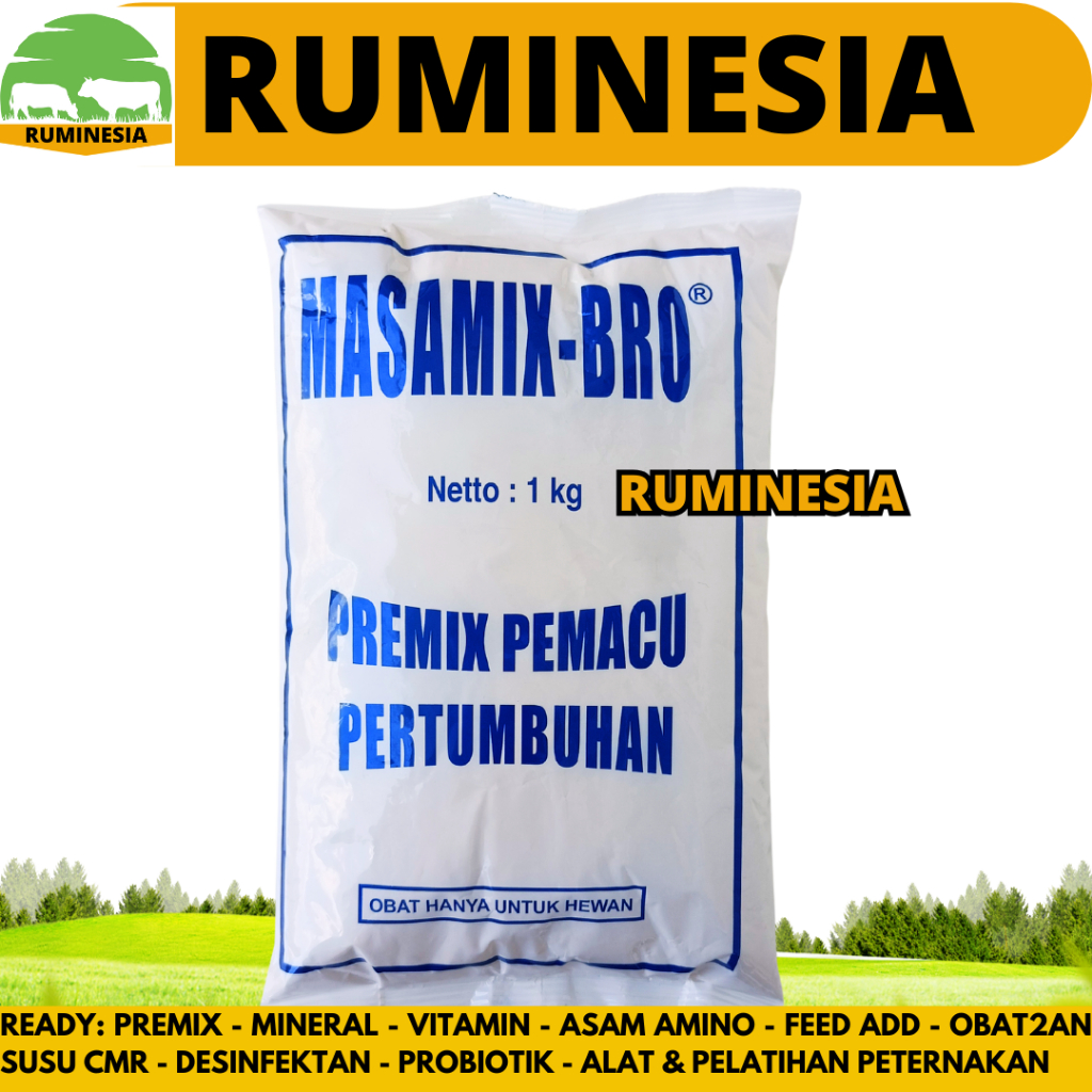 MASAMIX BRO 1KG - Premix broiler pemacu pertumbuhan ayam pedaging broiler - Lebih cepat gemuk - Prem