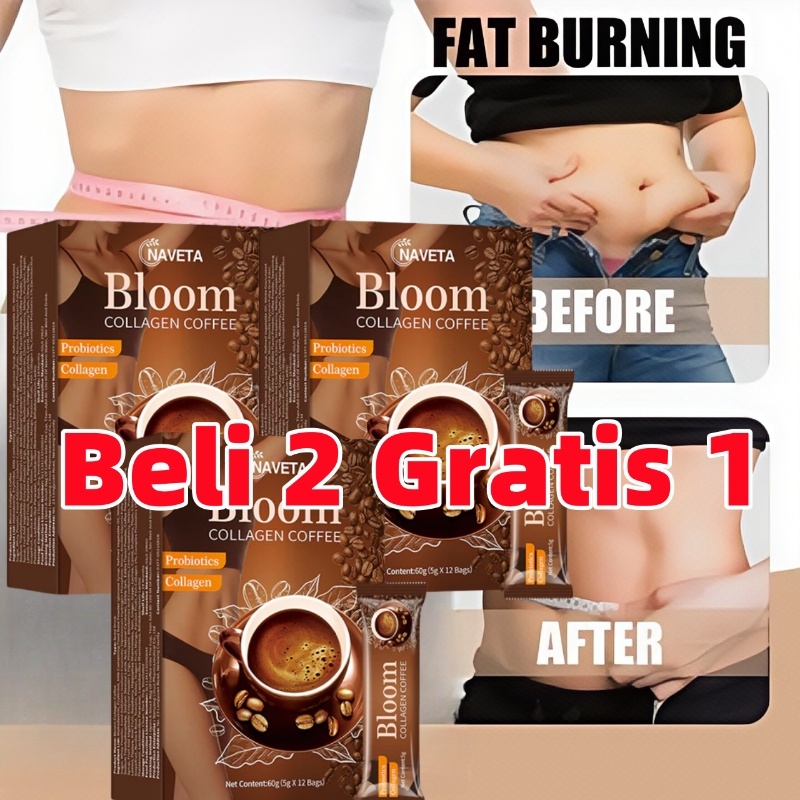 NAVETA [ISI 12 SACHET] 100gr Bloom Collagen Coffee Instant coffee Original 100% Robusta Collagen - K