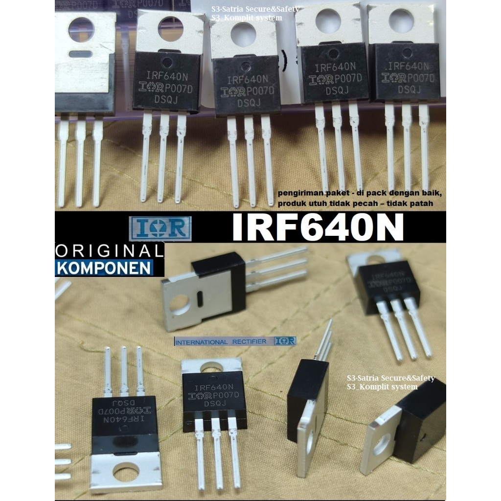 IRF640N Mosfet IRF 640N bagus IOR asli ior transistor IRF640 N IRF 640 N Ori original IRF640NPBF irf