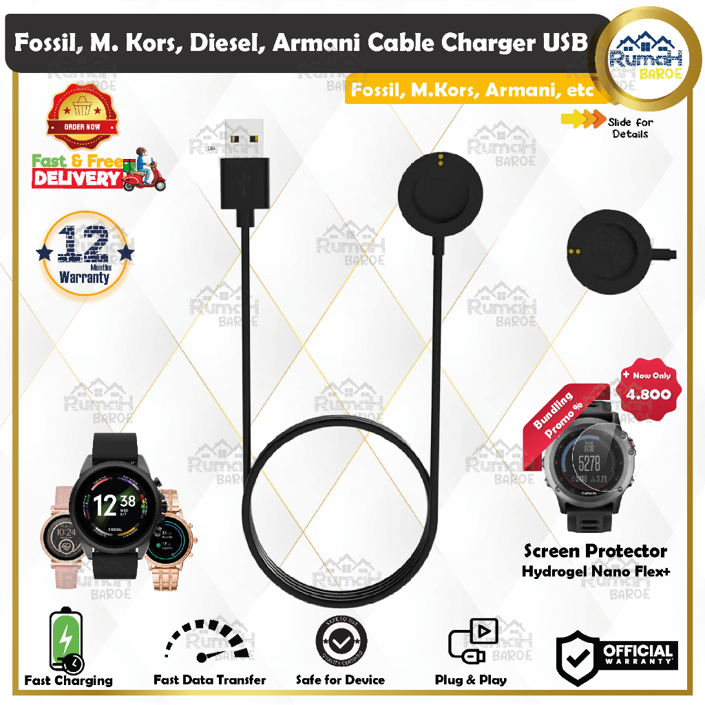 USB Magnetic Cable Charger Smartwatch Fossil/Michael Kors/Diesel Guard/Skagen Falster/Emporio Armani