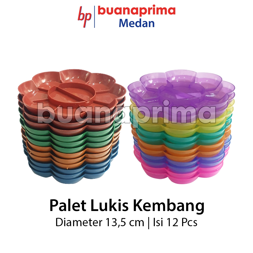 

PALET CAT AIR KEMBANG Lux per 12 pcs Piring Lukis Butek Transparan Tempat Cat Air Lukis