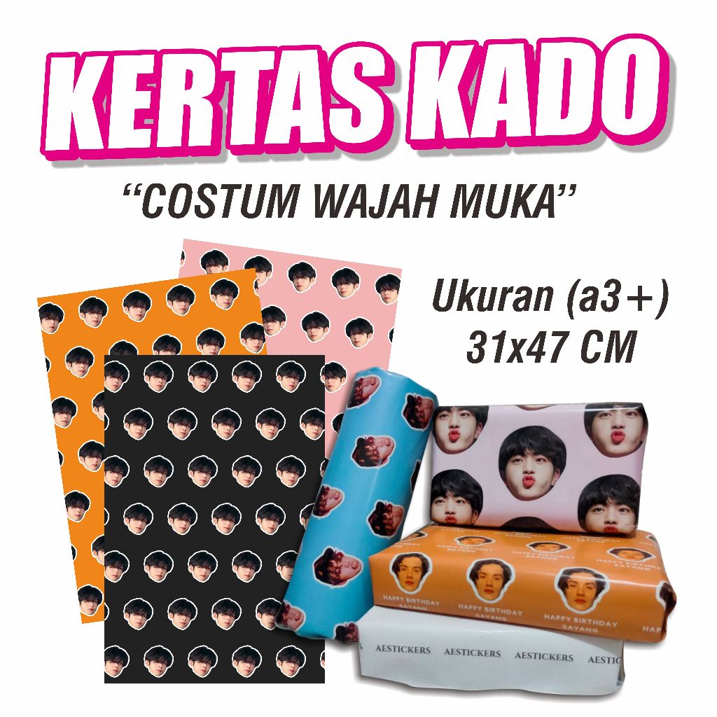 

kertas kado custom wajah | Kertas Kado Viral Custom | Gambar Wrapping Paper