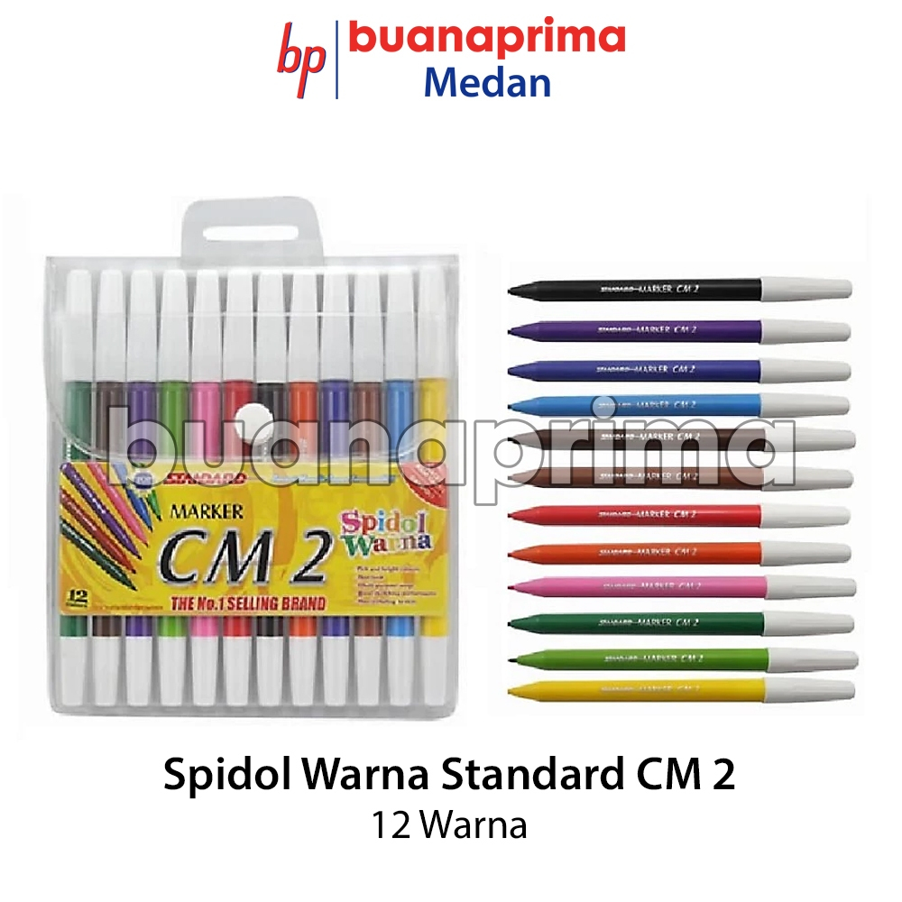

Spidol 12 WARNA STANDARD CM 2 Kelir Air Mewarnai Klir Warna Warni