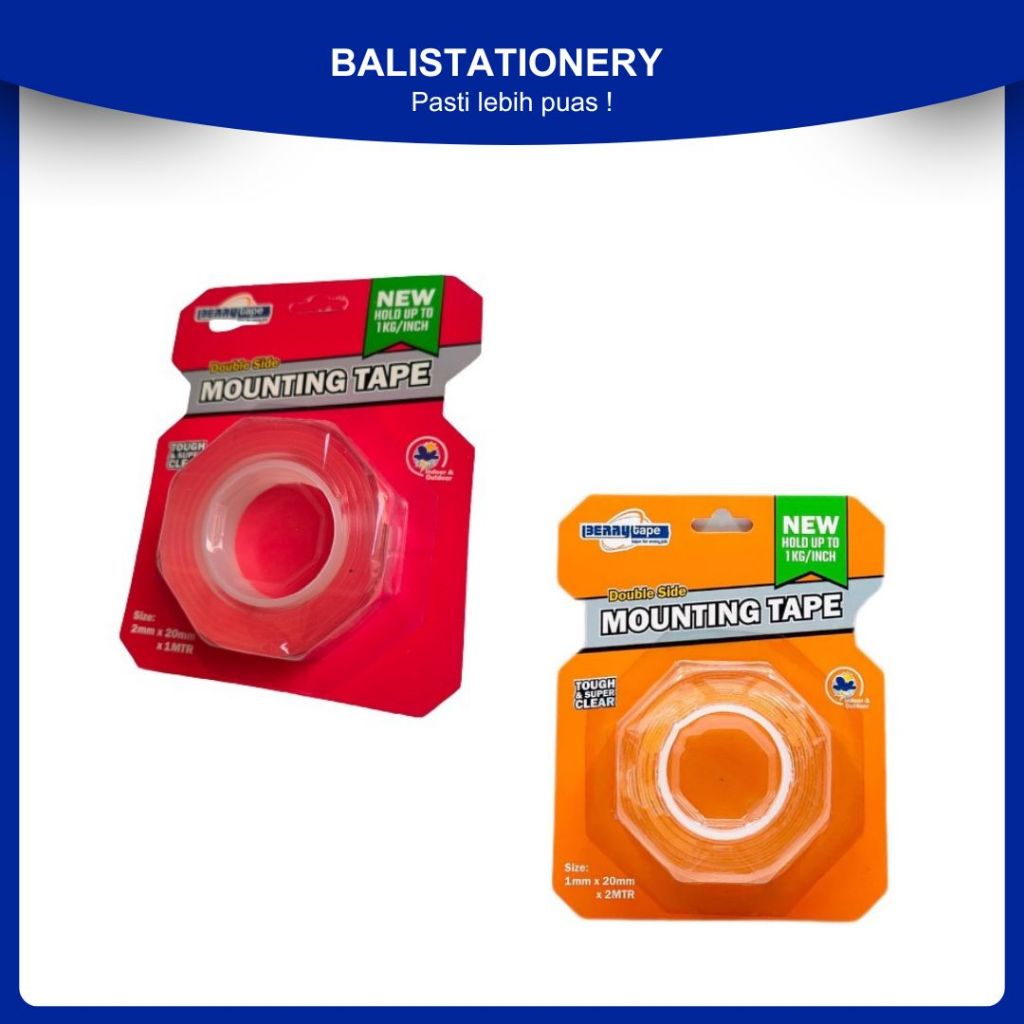 

Berry isolasi dua sisi bolak balik bening 2 mm x 20 mm x 1 meter / 2 meter