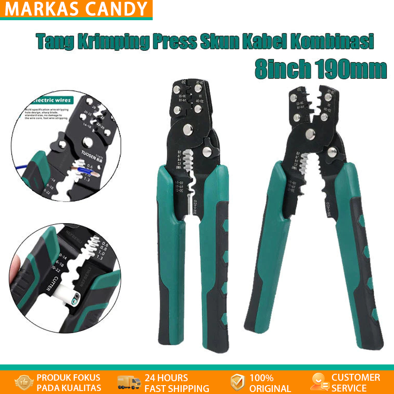OK Tang Krimping Press Skun Kabel Kombinasi /Tang Potong Kupas Kabel Multifungsi /Tang Press Skun
