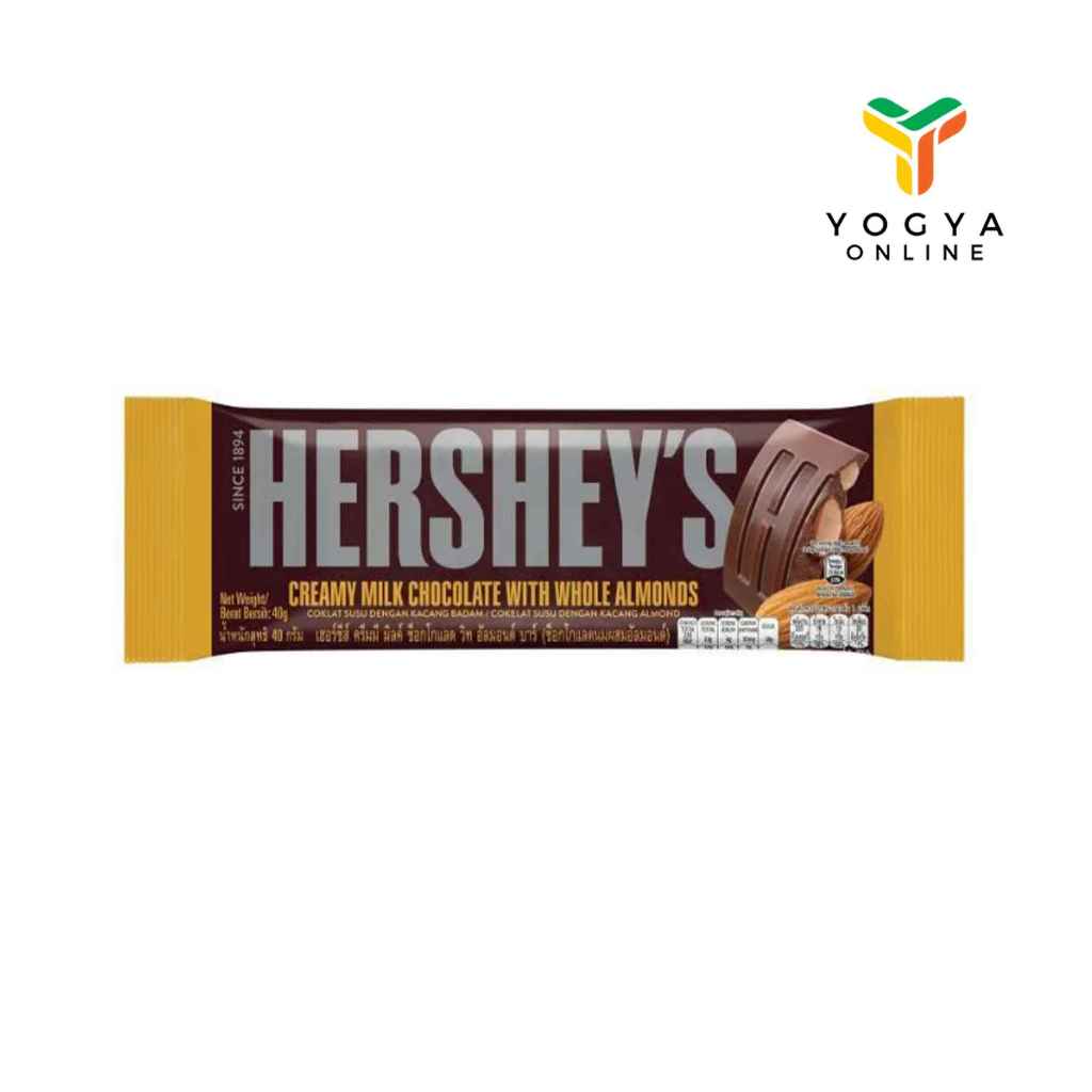 

Hersheys Bar Creamy Milk Whole Almonds 40G