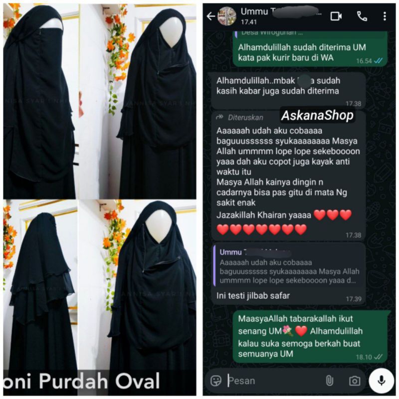 Jilbab safar poni purdah oval dewasa