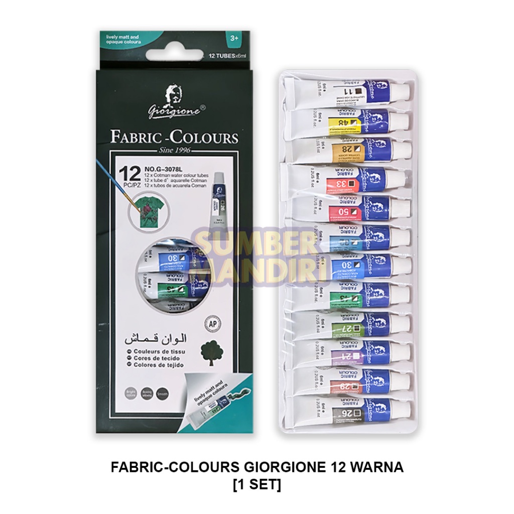 

Fabric Colours GIORGIONE Cat Kain 12 Warna [1 SET]