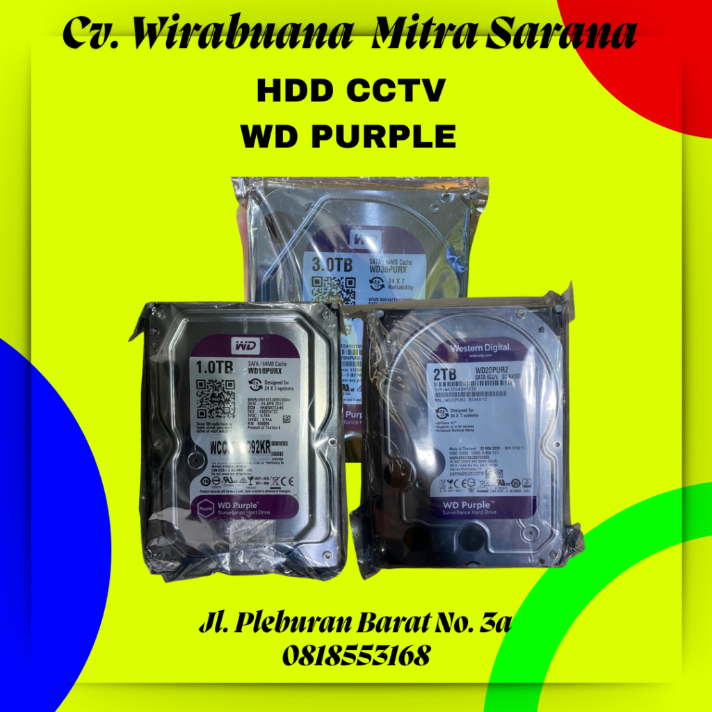 WD20PURX HARDISK INTERNAL 1TB 2TB 3TB 4TB WD PURPLE HARDISK CCTV