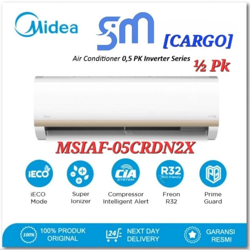 [CARGO] AC Midea 1/2 PK MSIAF-05CRDN2X Inverter Quattro 05CRDN2 MSIAF05CRDN2X 0.5