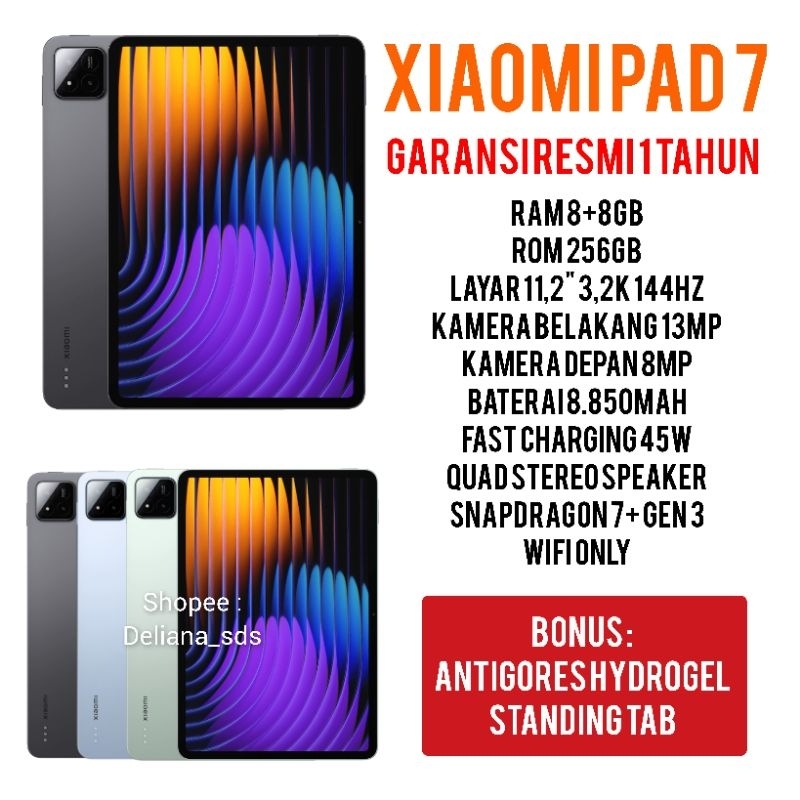 Xiaomi Pad 7 8/256 Wifi Only Garansi Resmi 1 Tahun Tab Xiaomi Pad 7 Tablet Xiaomi Pad 7 Tab Xiaomi M