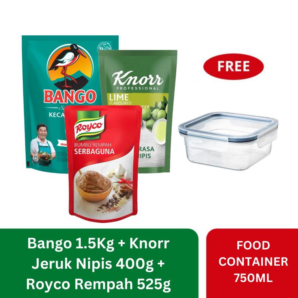 

Bango Pouch 1,52Kg + Royco Bumbu Serbaguna + Knorr Lime Powde 400G + Free Gift - Food Storage IKEA 750ml