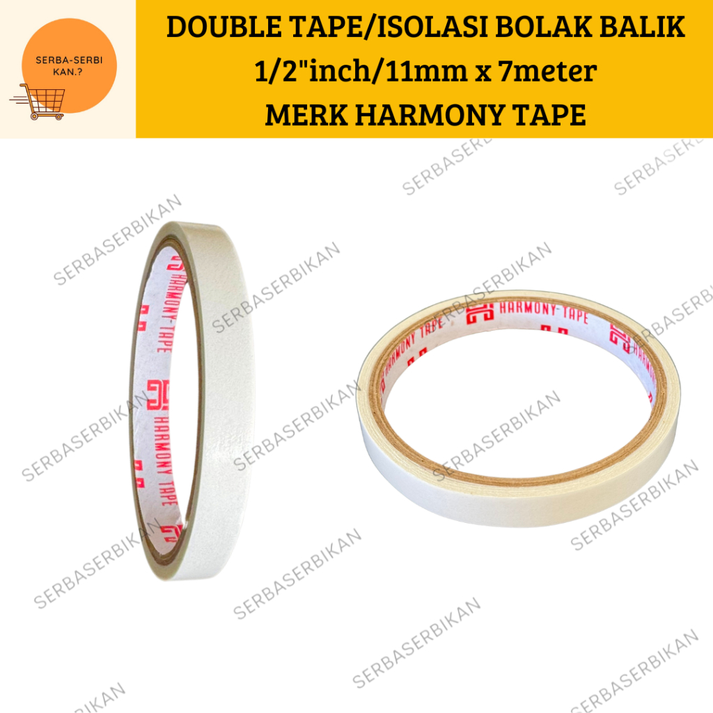 

DOUBLE TAPE 1/2" inch x 7m ISOLASI BOLAK BALIK HARMONY TAPE