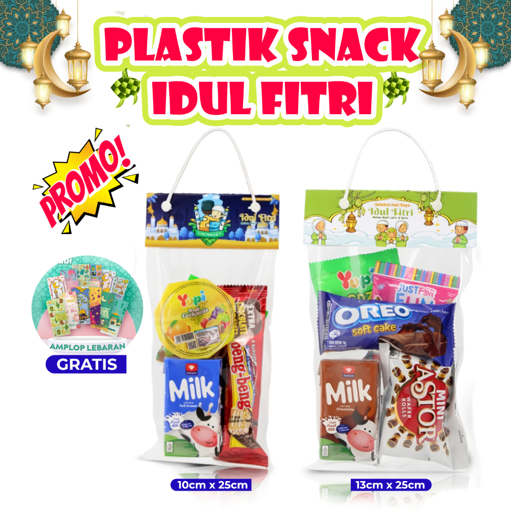 

Kadokita PLASTIK SNACK LEBARAN IDUL FITRI, PLASTIK GOODIE BAG HAMPERS LEBARAN IDUL FITRI FREE AMLPOP isi 10 pcs bahan tebal, 3 ukura dan banyak variasi motif