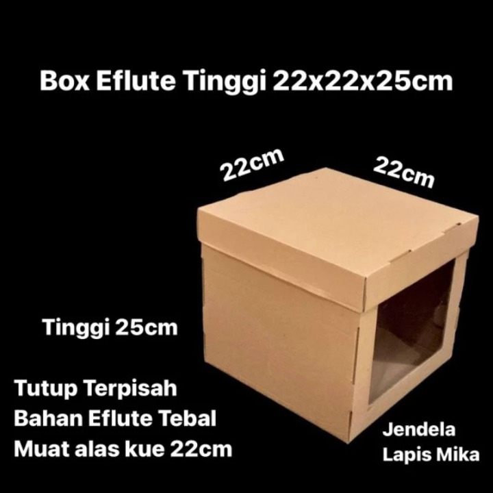 Box Eflute Tutup Pisah Tebal Model Jendela Mika 22x22x25cm