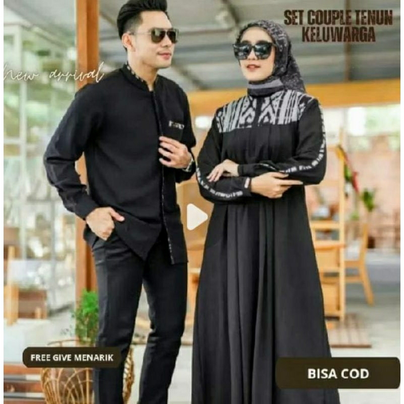 PROMO  COUPLE KONDANGAN, COUPLE KELUARGA 2025 HITAM , baju couple tenun, GAMIS VIRAL, tenun jepara, 