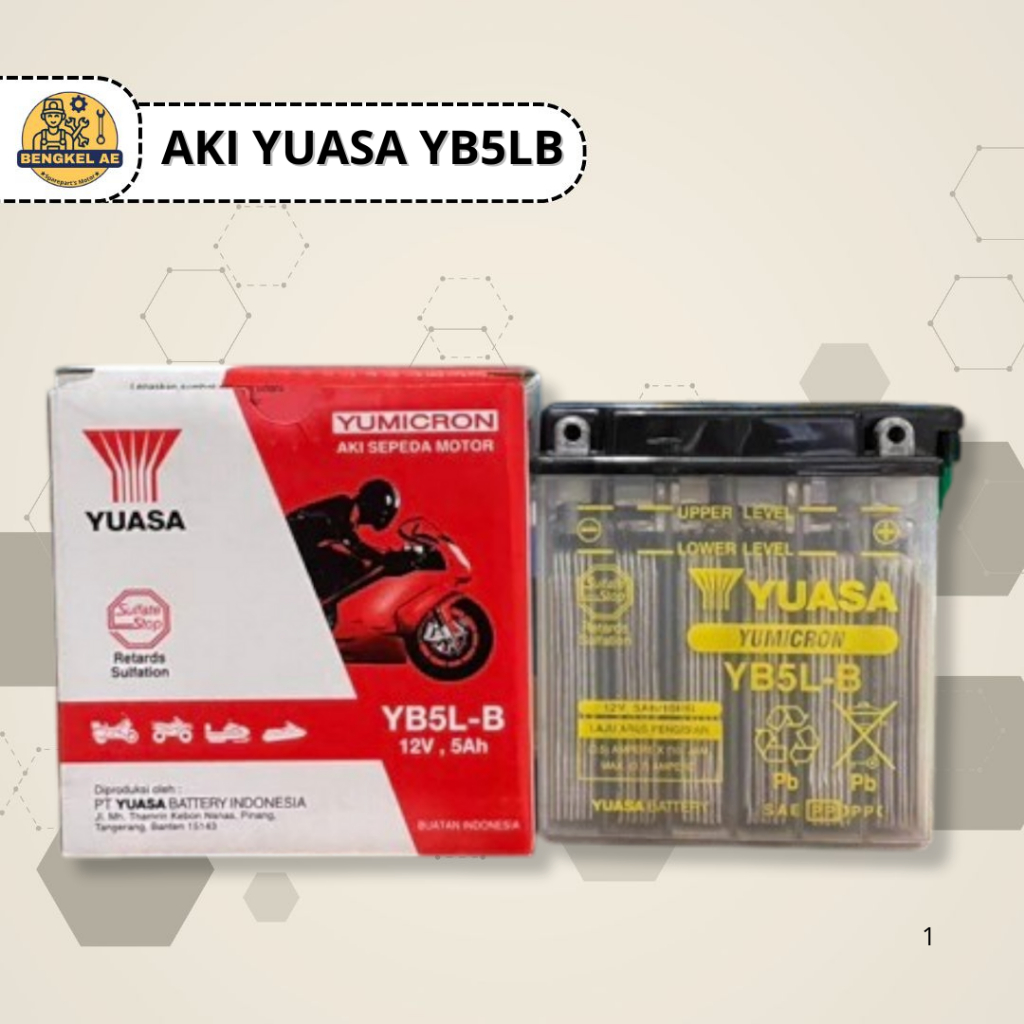 Aki Yuasa YB5LB Aki Basah Sepeda Motor Grand Supra Mio Shogun Mega PRO Vega ZR Jupiter Merk Yuasa