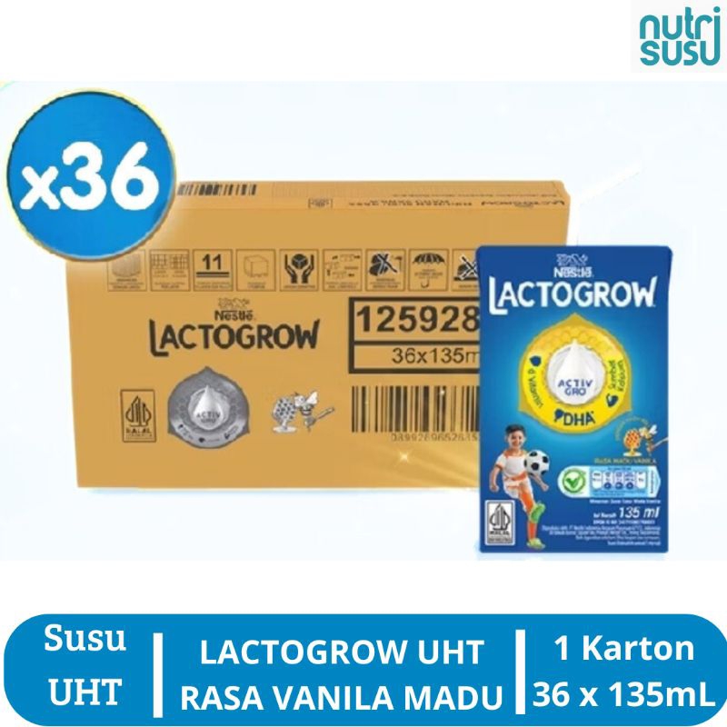 

LACTOGROW Susu UHT Madu Vanila 135mL 1 Dus Isi 36pcs