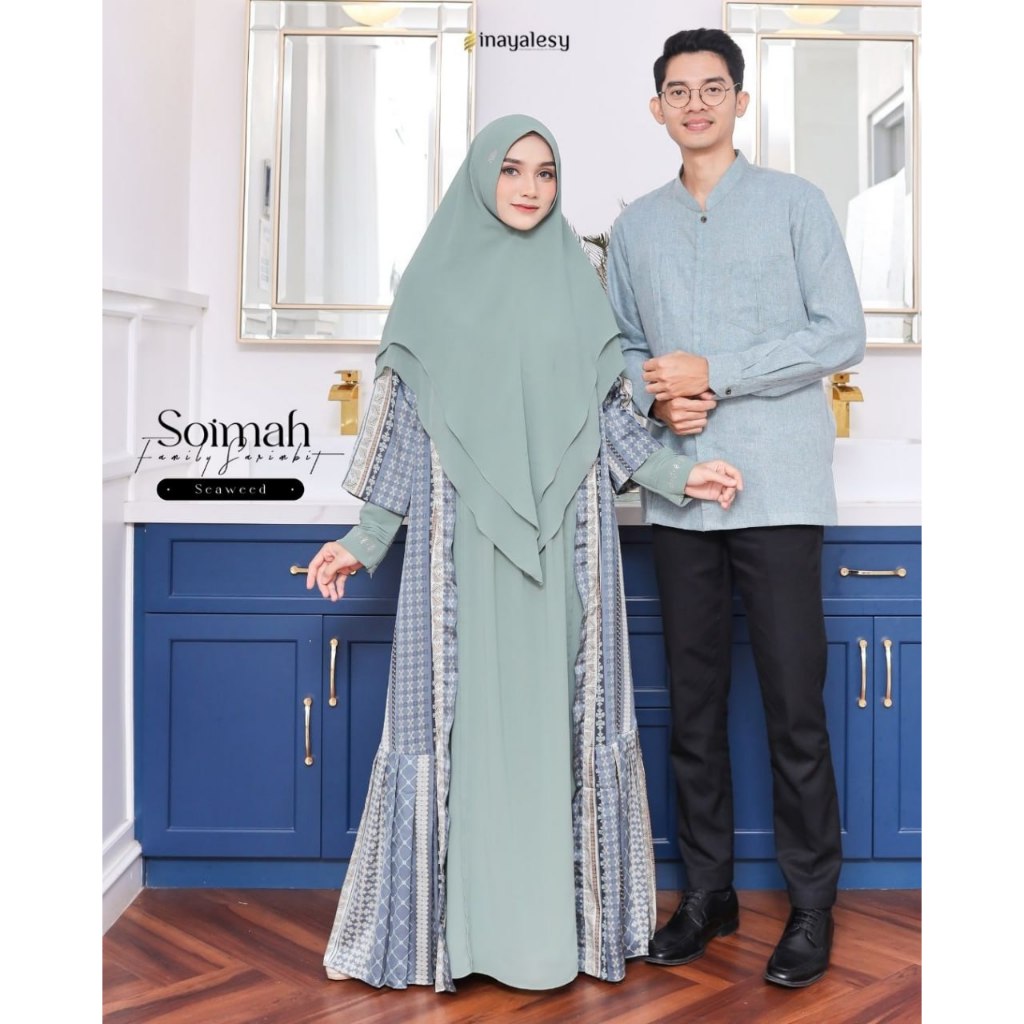 Soimah Set Couple by INAYA Gamis Wanita Dewasa Set Koko Dewasa Couple Baju lebaran
