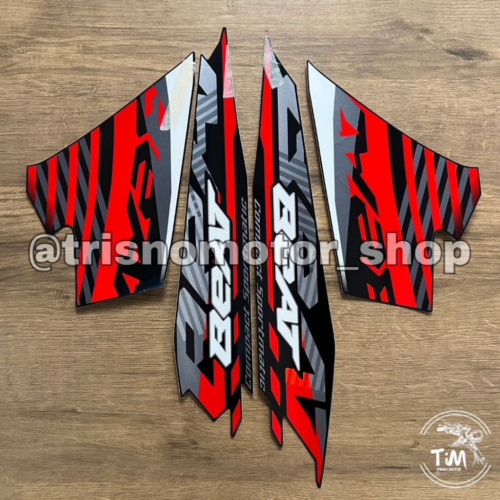 Striping Honda Beat FI hitam list merah 2022 | Stiker Beat FI esp standar