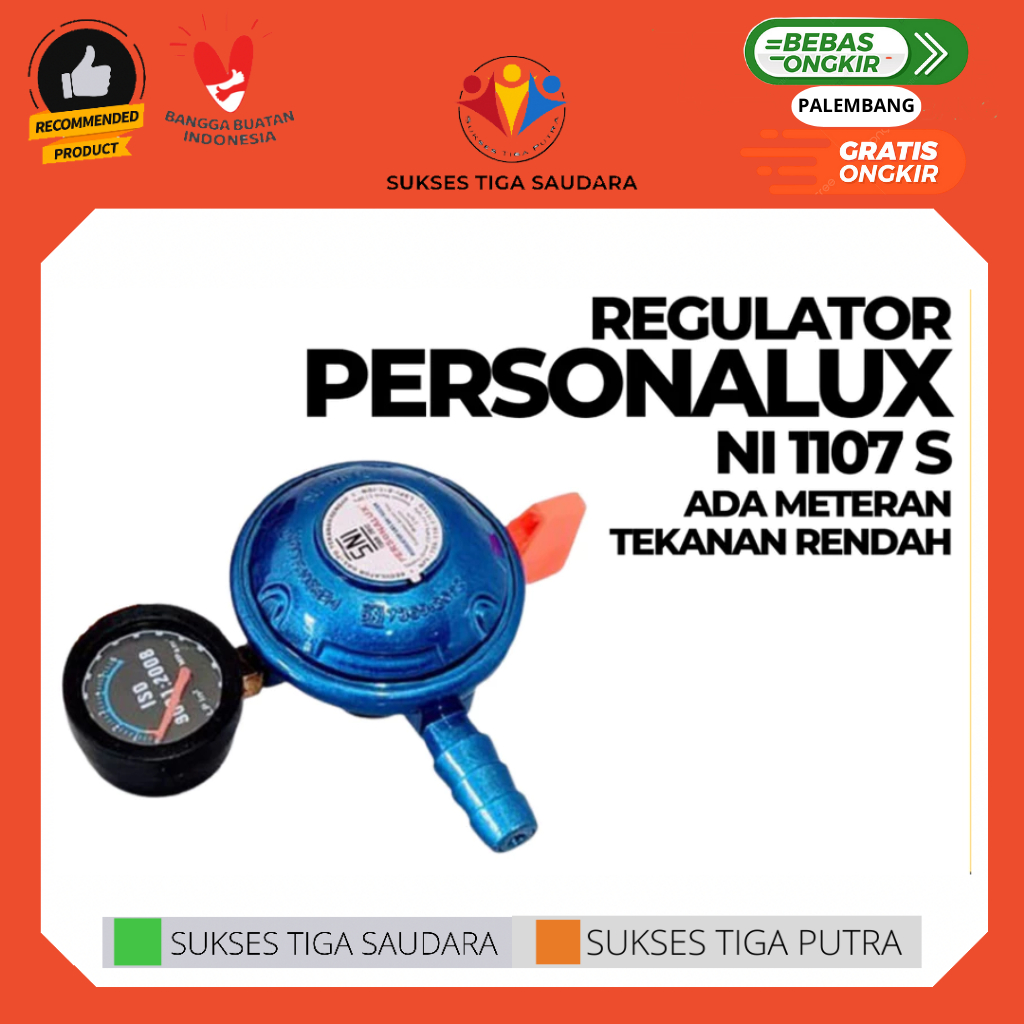Regulator Gas Personalux Ampere Meteran LPG 3Kg+Meter Auto Protect 1107S-SNI