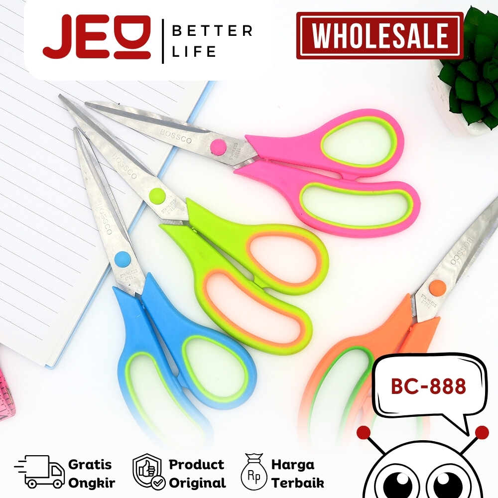 

GROSIR!!!! (1 DUS isi 360 PCS) Gunting Warna Scissors BESAR 8 INCH BOSSCO BC-888