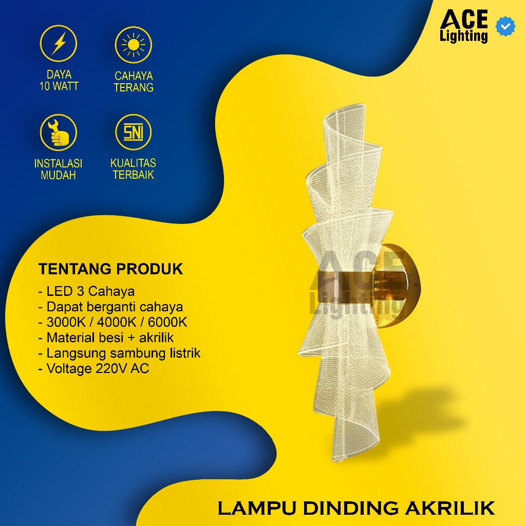 Lampu Dinding Bentuk Bucket Bunga Lampu dinding akrilik 3cahaya