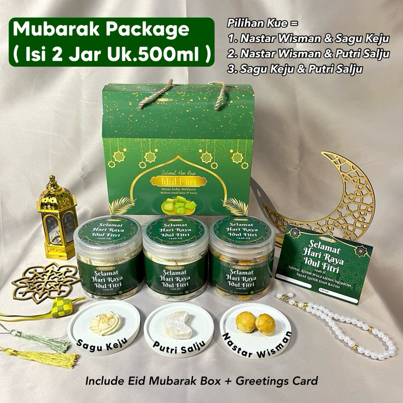 

Hampers Lebaran Idul Fitri 2025 / Eid Hampers | Mubarak Package Isi 2 Jar Kue | Nastar Wisman | Sagu Keju | Putri Salju | Hampers Lebaran Murah