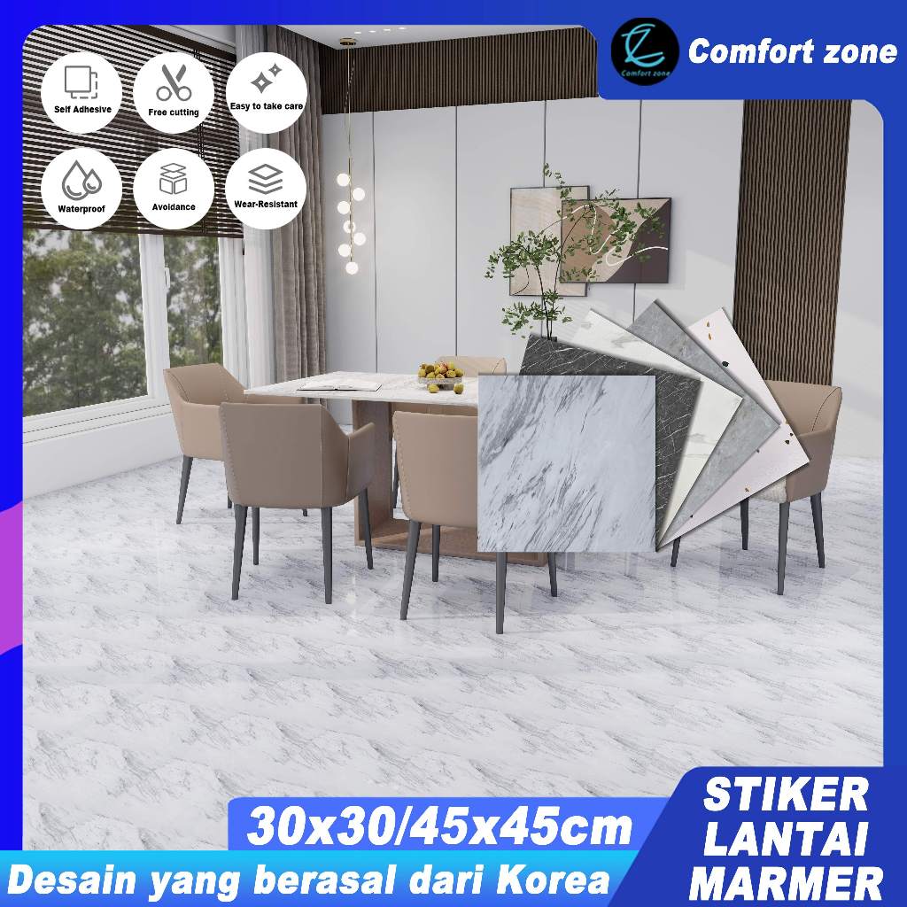 【Comfort Zone】Vinyl Sticker Lantai Marmer Granit Ukuran 30x30 / 45x45cm  / Stiker Lemari Marbel / La
