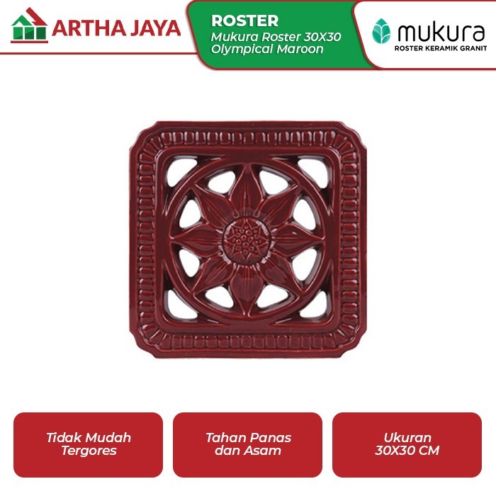 MUKURA KERAMIK VENTILASI ROSTER 30X30 OLYMPICAL MAROON