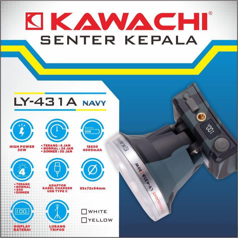 KAWACHI | SENTER KEPALA LY-431A Navy | Senter Kepala | Lampu Emergency | Lampu Outdoor